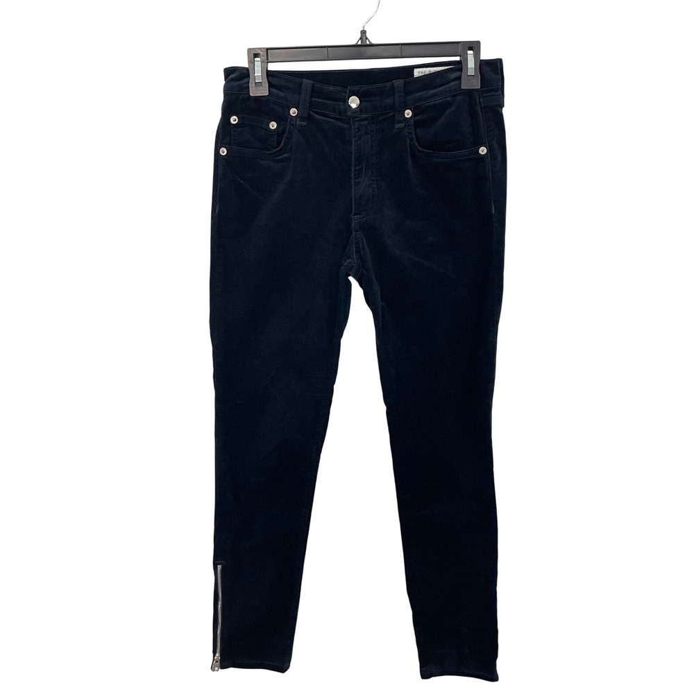 Rag & Bone Navy Blue Velvet Skinny Pants Zipper Ankle Women‎ Size 27 Jeans